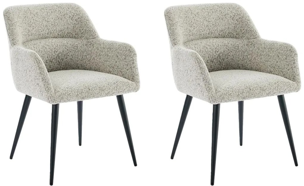 Sedia con braccioli in Tessuto tweed e Metallo Nero Panna - Lotto di 2 - HEKA