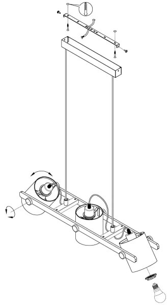 Eglo 43426 - Lampadario a sospensione con filo HORNWOOD 1 3xE27/28W/230V