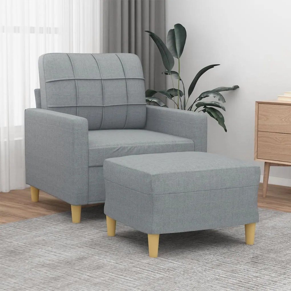 Poltrona Con Poggiapiedi Grigio Chiaro 60 Cm İn Tessuto /