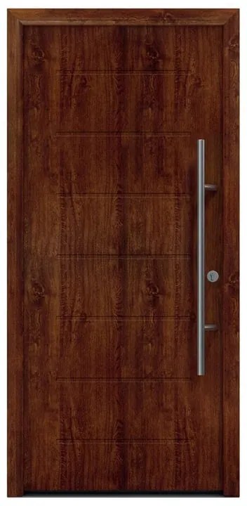 Porta d'ingresso HORMANN ISO PRO SECUR L 80 x H 210 cm rovere scuro tirare a destra