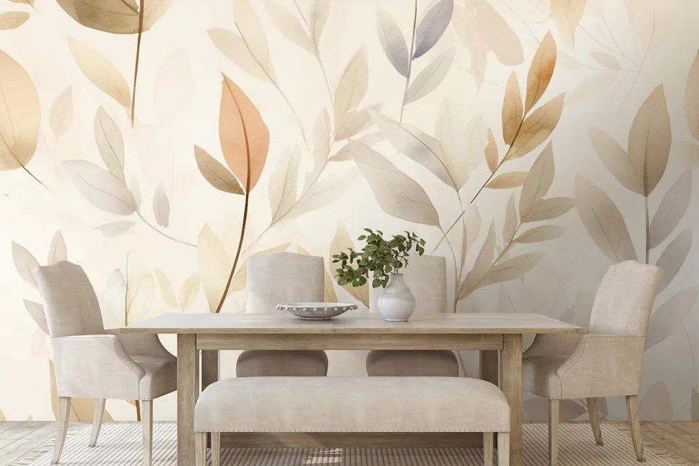 Carta da parati – Foglie minimaliste delicate