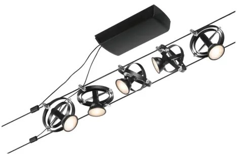 Paulmann 94440 - KIT 5xGU5,3/10W, sistema completo a cavo CARDAN 230V, nero