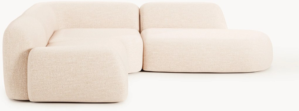 Divano angolare componibile 4 posti in bouclé con chaise longue Wolke