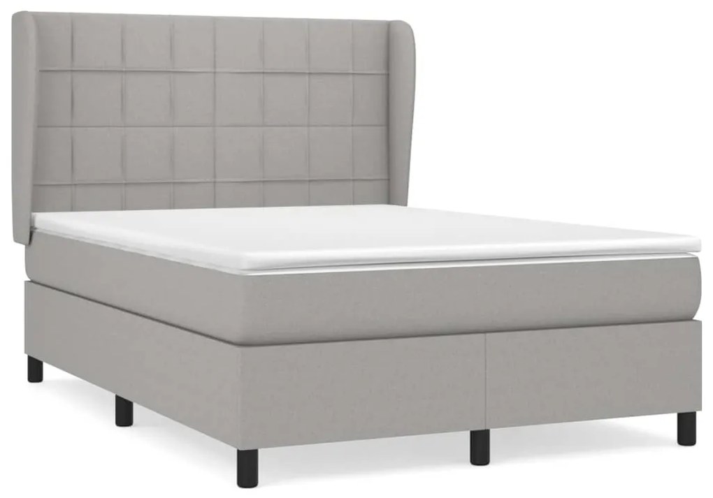 Giroletto a molle con materasso grigio chiaro 140x200cm tessuto