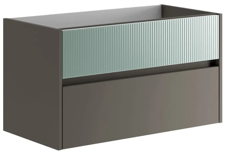 Mobile da bagno sotto lavabo Niwa grigio laccato opaco L 89.5 x H 50 x P 45.5 cm 2 cassetti, lavabo non incluso