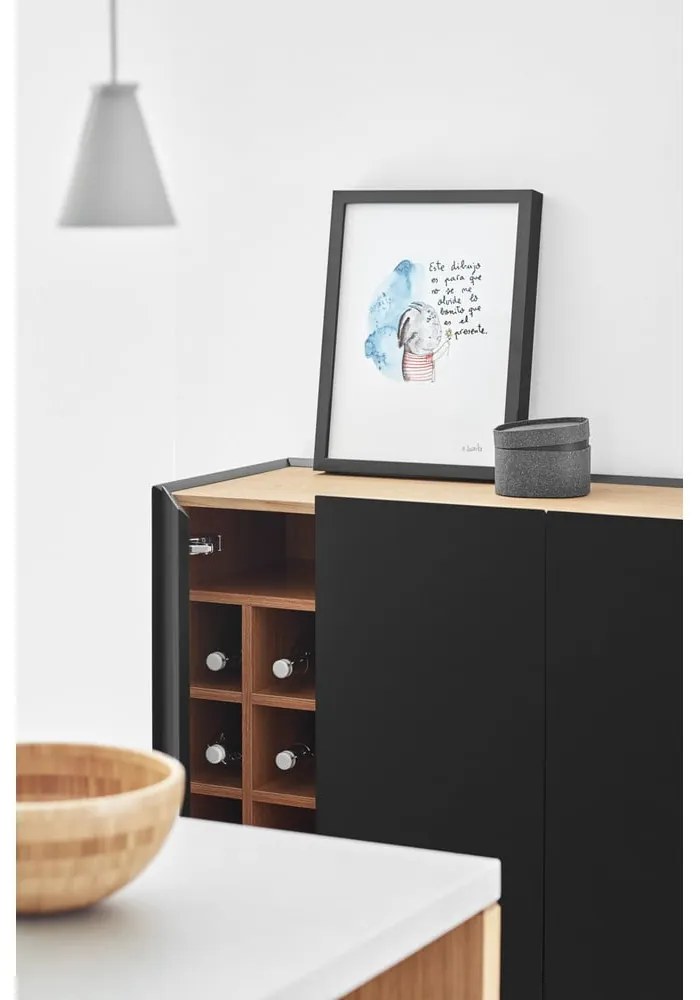 Cassettiera alta nera effetto rovere95x120 cm Arista - Teulat