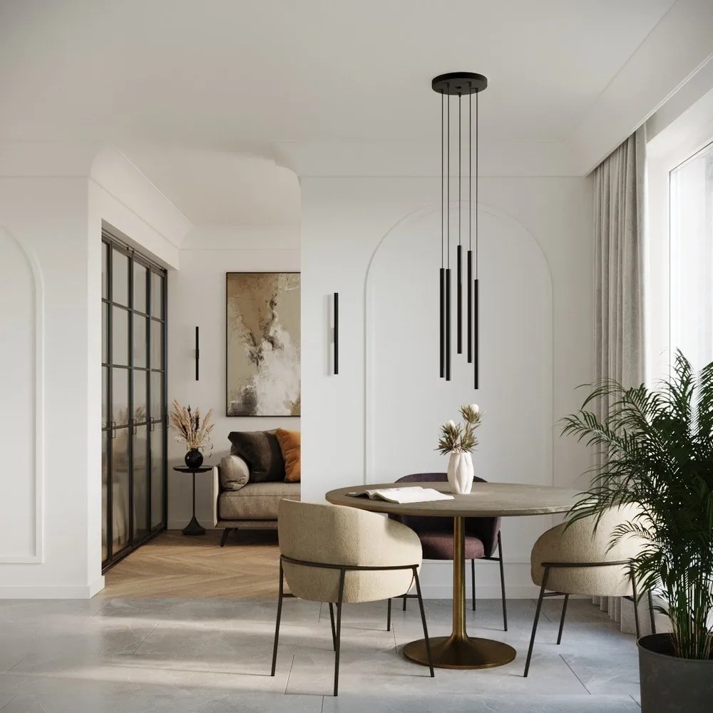 Lampadario nero in metallo ø 25 cm Fideus – Sollux