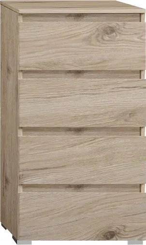 Cassettiera moderna in legno 4 cassetti 61x101h Quercia