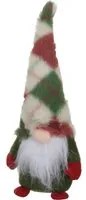 Gnomo Natale fermaporta 26 cm rombi verdi e rossi