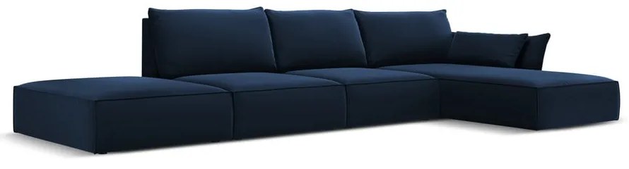 Divano angolare blu scuro (con penisola a destra/con chaise lounge) con rivestimento in velluto Vanda – Mazzini Sofas