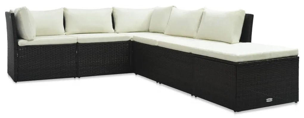 Set divani da giardino 4 pz con cuscini in polyrattan marrone