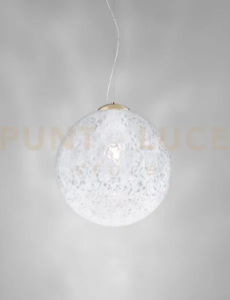 Rina sospensione 35 bianco murrina ottone lucido 1 luce attacco  e27