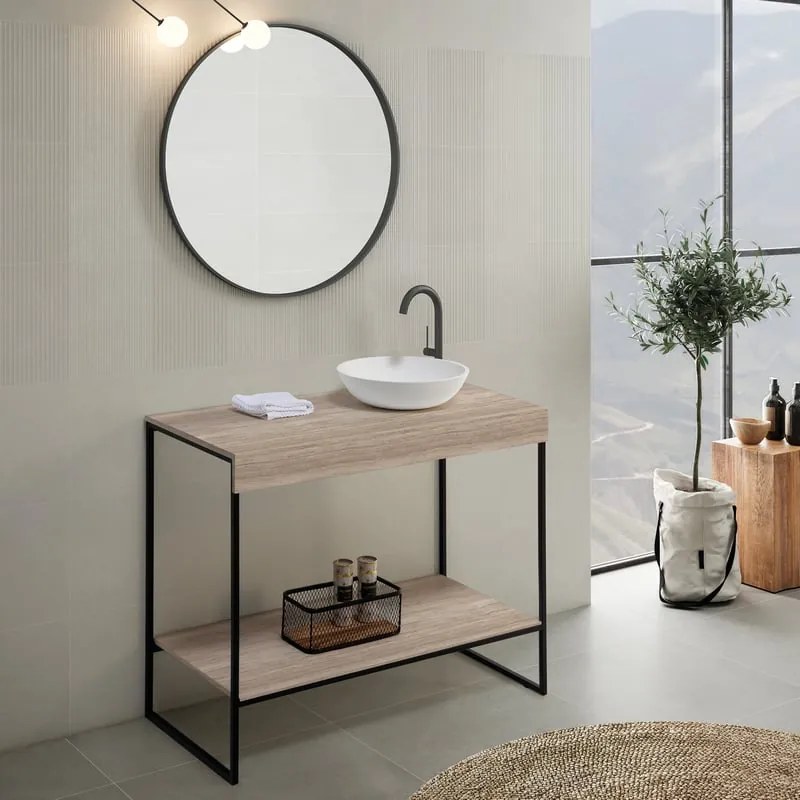 Mobile da bagno sotto lavabo Alec grigio L 120 x H 65 x P 48.5 cm, lavabo non incluso