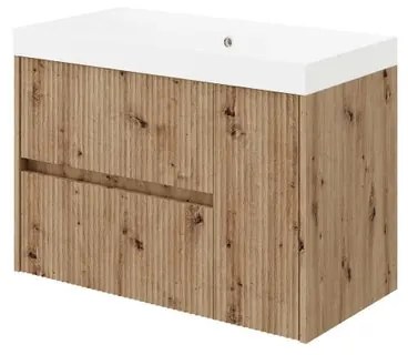 Mobile sottolavabo e lavabo Portofino rovere oro in mdf L 80 x H 51 x P 40 cm, 1 anta 2 cassetti