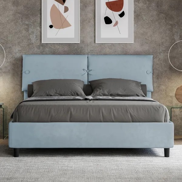 Letto matrimoniale e rete 160x190 in microfibra azzurro Sleeper