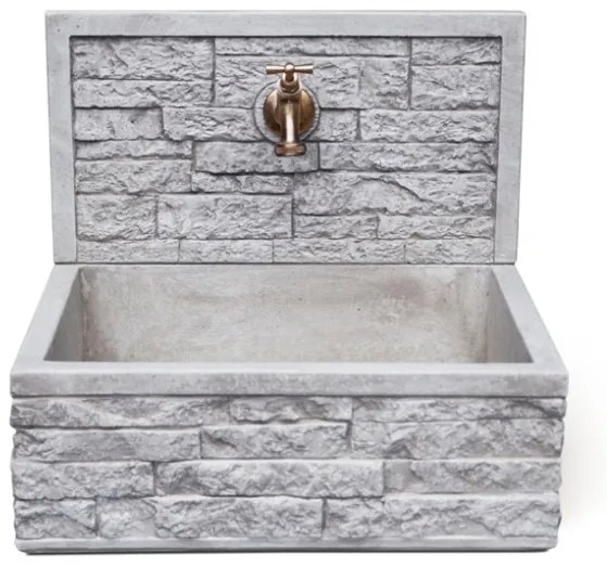 Lavello In Pietra Ricostruita Da Giardino Con Frontale 45x35x40,5 Q-Meseta Grigio KAM
