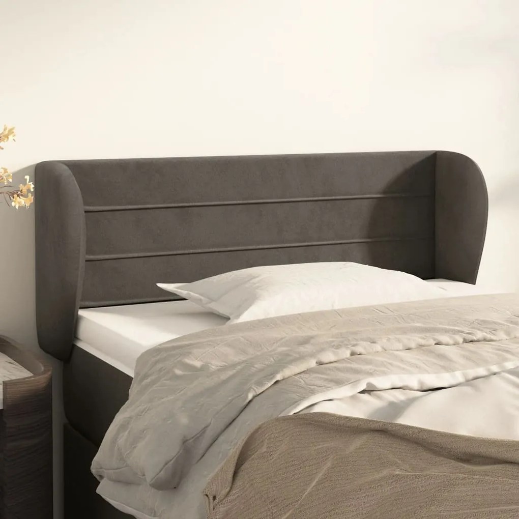Testiera Ad Orecchio Grigio Scuro 103x23x78/88 Cm İn Velluto /