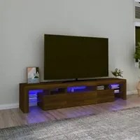 Mobile Porta TV con Luci LED Rovere Marrone 200x36,5x40 cm 3152817