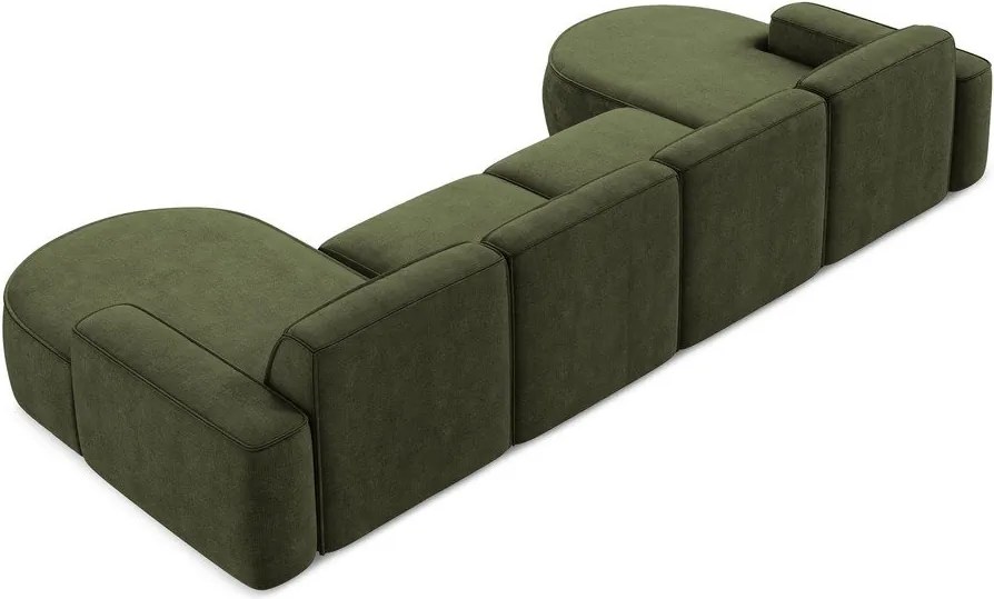 Divano angolare verde (a U) con rivestimento in ciniglia Omao – Makamii