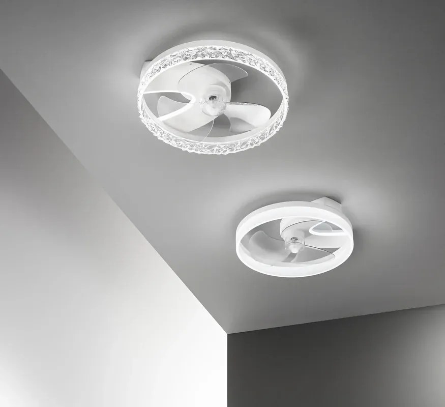 Ventilatore da soffitto Nashi trasparente, Ø 50 cm, CCT, dimmerabile, INTEC IP20