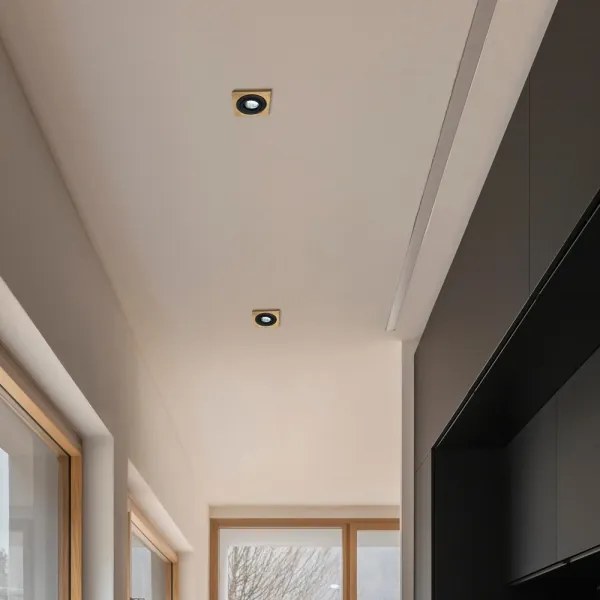 Faretto per controsoffitto TOBBY 1xGU10/20W/230V 11,5x11,5 cm rovere/nero
