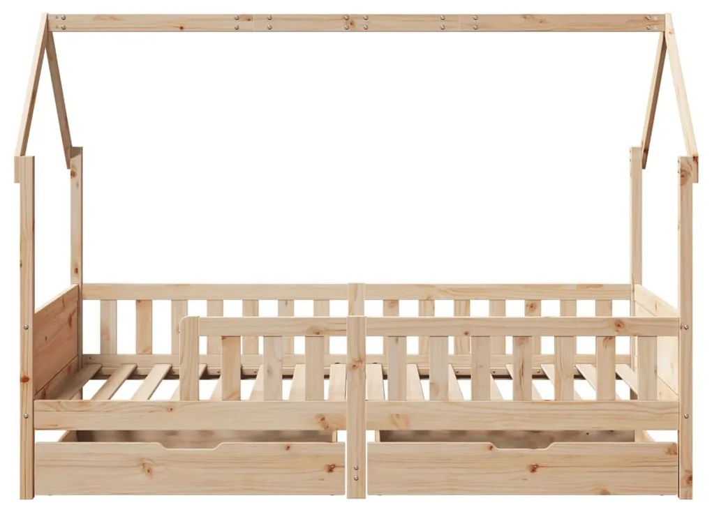 Giroletto bambini con cassetti 90x200 cm legno massello di pino