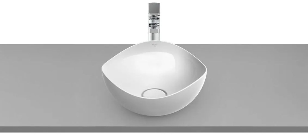 Lavabo da appoggio Ohtake ROCA irregolare in ceramica P 37.5 cm bianco lucido