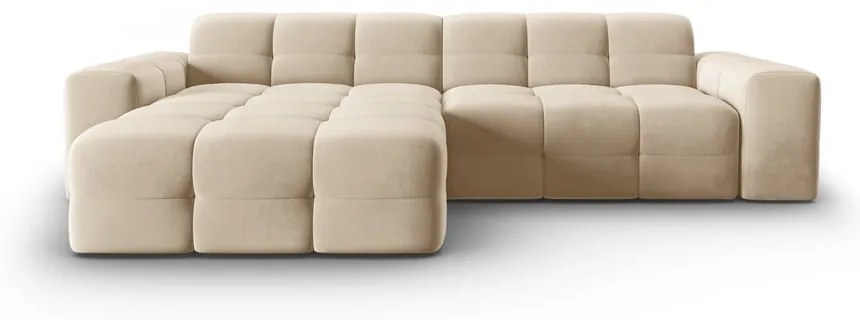 Divano angolare in velluto beige (angolo sinistro) Kendal - Micadoni Home