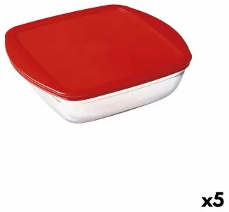 Porta Pranzo Quadrato con Coperchio Ô Cuisine Cookstore Ocu Rosso 25 x 22 x 7 cm 2,2 L Vetro Silicone (5 Unità)