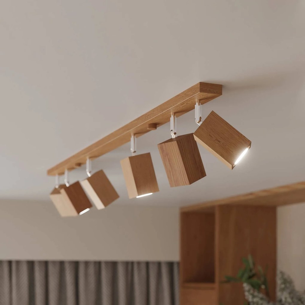 Envostar Peach Puff spot legno quadrato 6 luci Envostar, dimmerabile, Legno chiaro, Soggiorno / Sala da pranzo, Legno, Moderno, Faretto