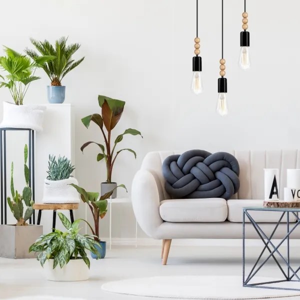 Lampadario a cavo SIMON 3xE27/60W/230V nero