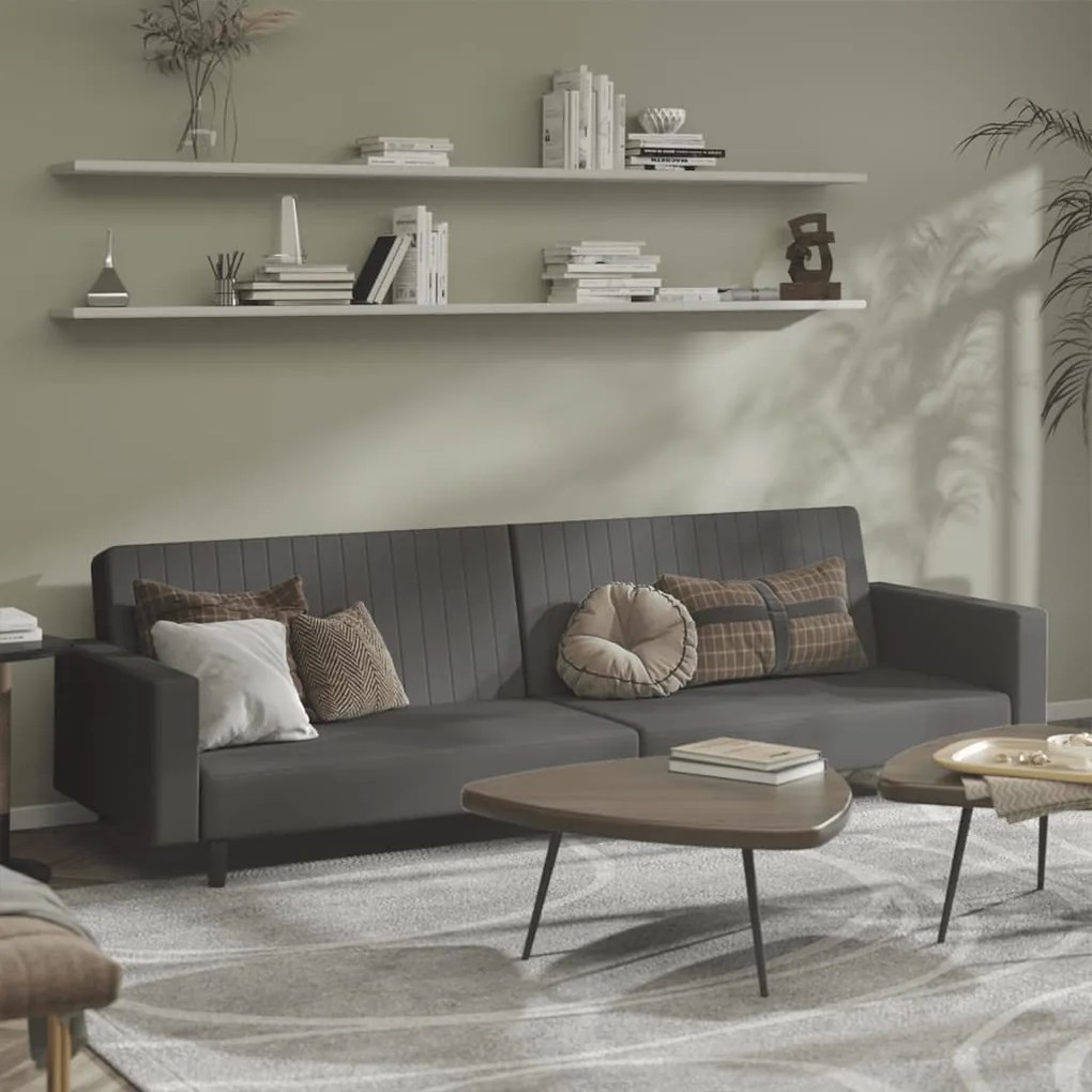 Divano Letto A 2 Posti Grigio Scuro İn Velluto /