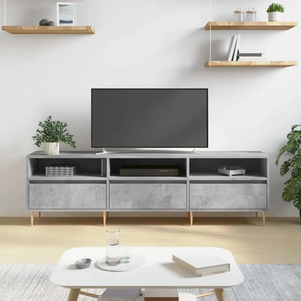 Mobile tv grigio cemento 150x30x44,5 cm legno multistrato