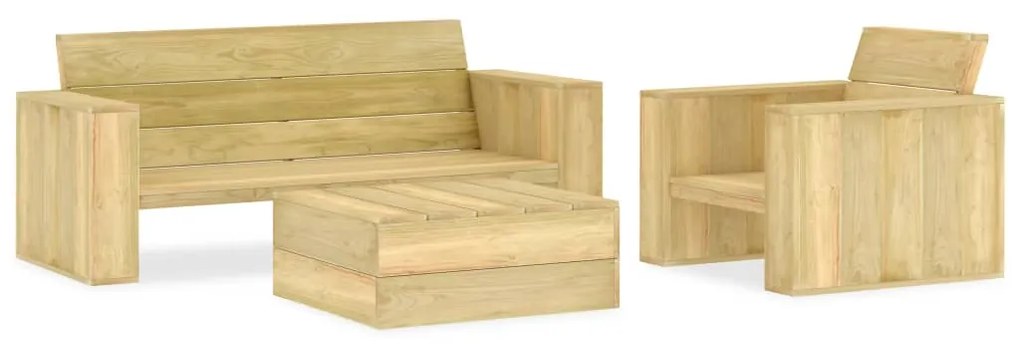 Set Divani da Giardino 3 pz in Legno di Pino Impregnato