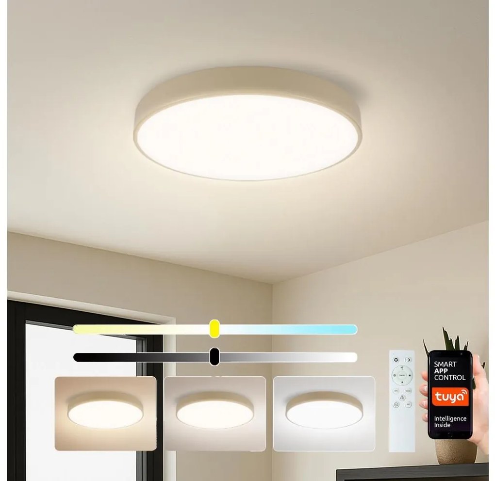 Brilagi - Lampada LED dimmerabile POOL SMART LED/48W/230V diam. 40 cm Wi-Fi Tuya beige + telecomando