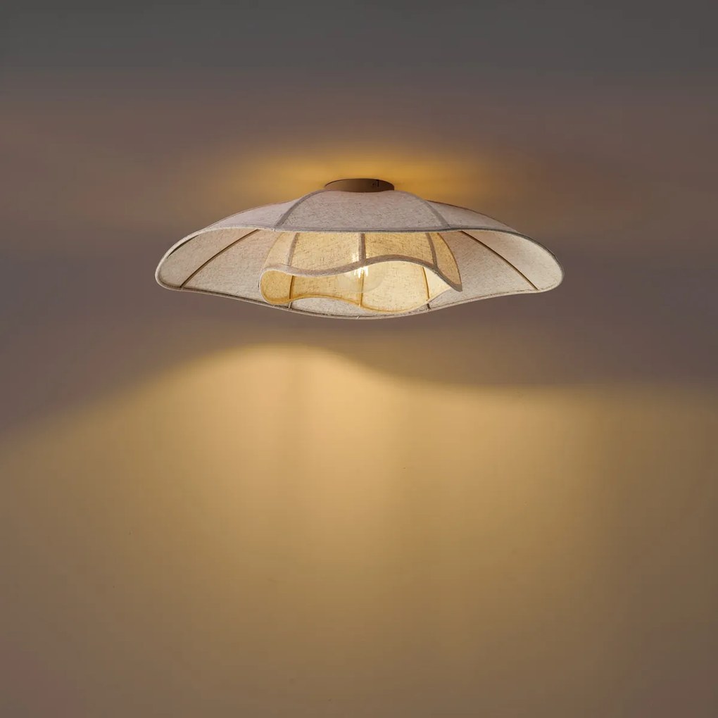 Plafoniera Japandi in tessuto beige 70 cm - Haru