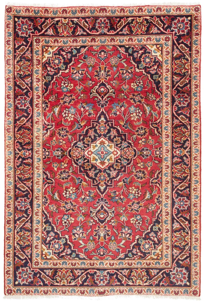 Kashan Tappeto 100 x 140 Rosso (Iran) Annodato A Mano
