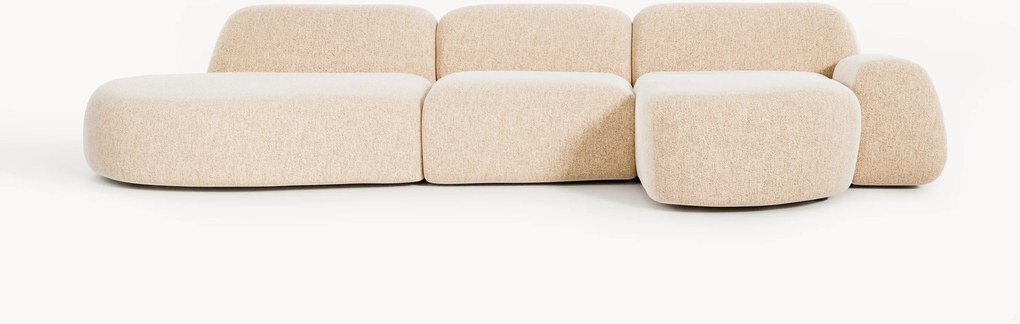 Divano angolare componibile 4 posti in bouclé con chaise longue Wolke