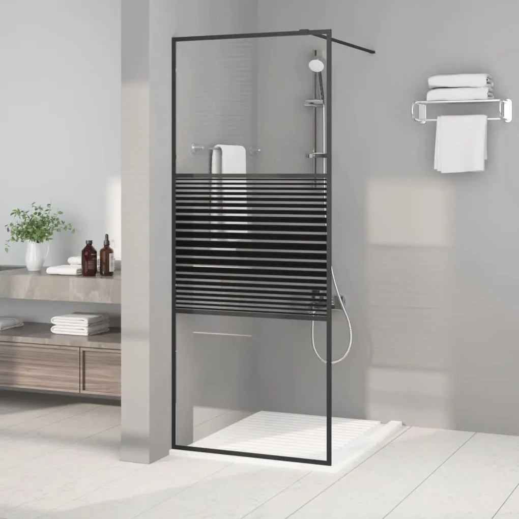 Parete Doccia Walk İn Nera 80x195 Cm İn Vetro Trasparente Esg /