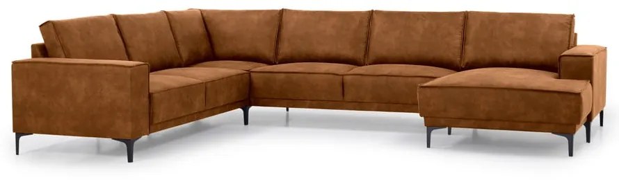 Divano angolare in similpelle marrone cognac (angolo destro/sagomato) Copenhagen - Scandic