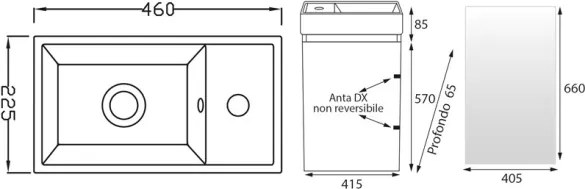Mobile bagno sospeso 40 cm salvaspazio con lavabo e specchio bianco laccato