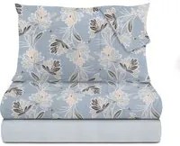 Completo letto matrimoniale petali azzurro in flanella