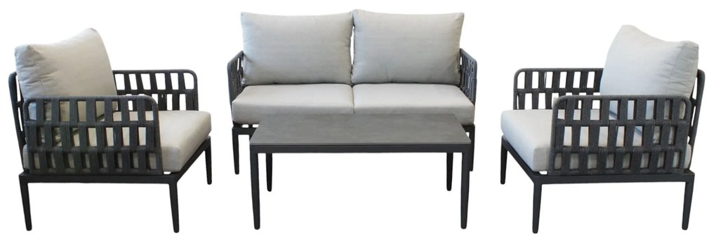 CASCADA - salotto outdoor con struttura in alluminio grigio chiaro, antracite o naturale