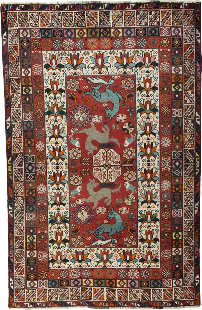Shiraz Tappeto persiano 200 x 130 Rosso (Iran) Annodato A Mano