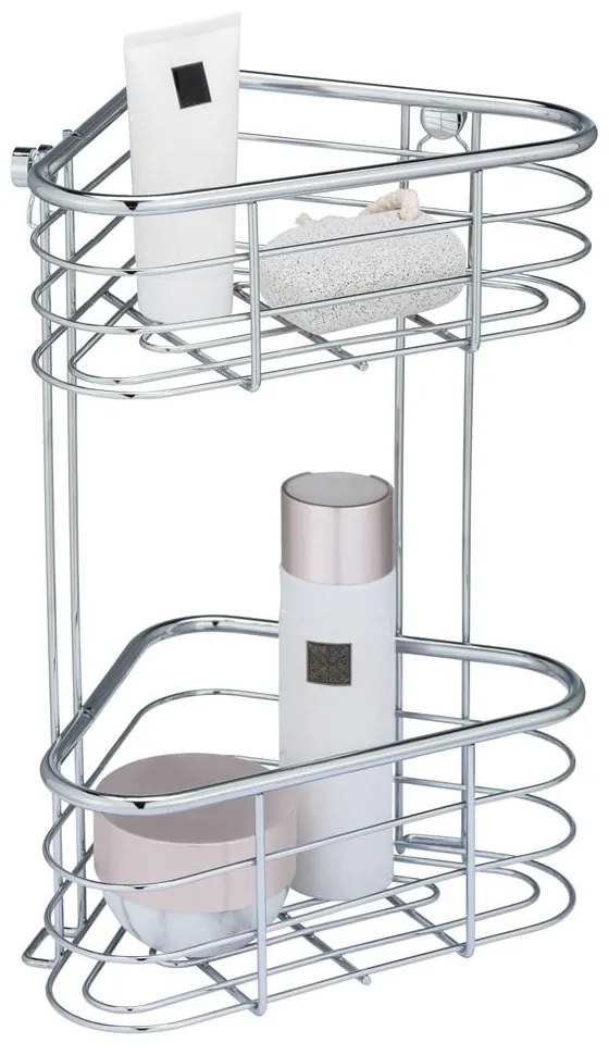 Mensola da bagno da parete e angolare argentata in acciaio inox Trestina – Wenko