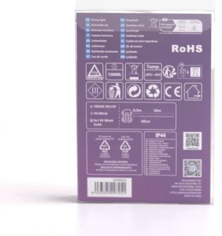 Aigostar - Catena LED natalizia da esterno 100xLED/8 funzioni 10,3m IP44 bianco freddo