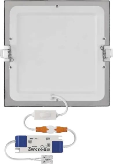 Plafoniera LED da incasso NEXXO LED/18W/230V 3000/3500/4000K argento 22,5x22,5 cm