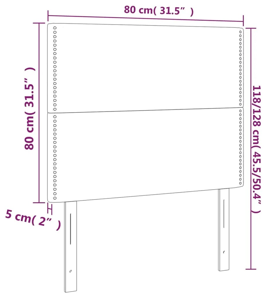 Testiera 2 pz Crema 80x5x78/88 cm in Tessuto