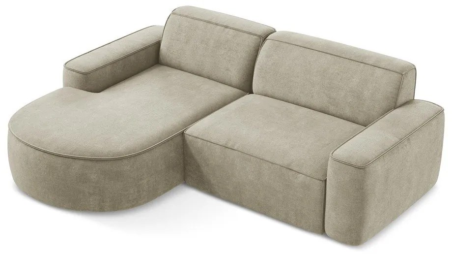 Divano angolare beige (con penisola a sinistra/con chaise lounge) con rivestimento in ciniglia Omao – Makamii