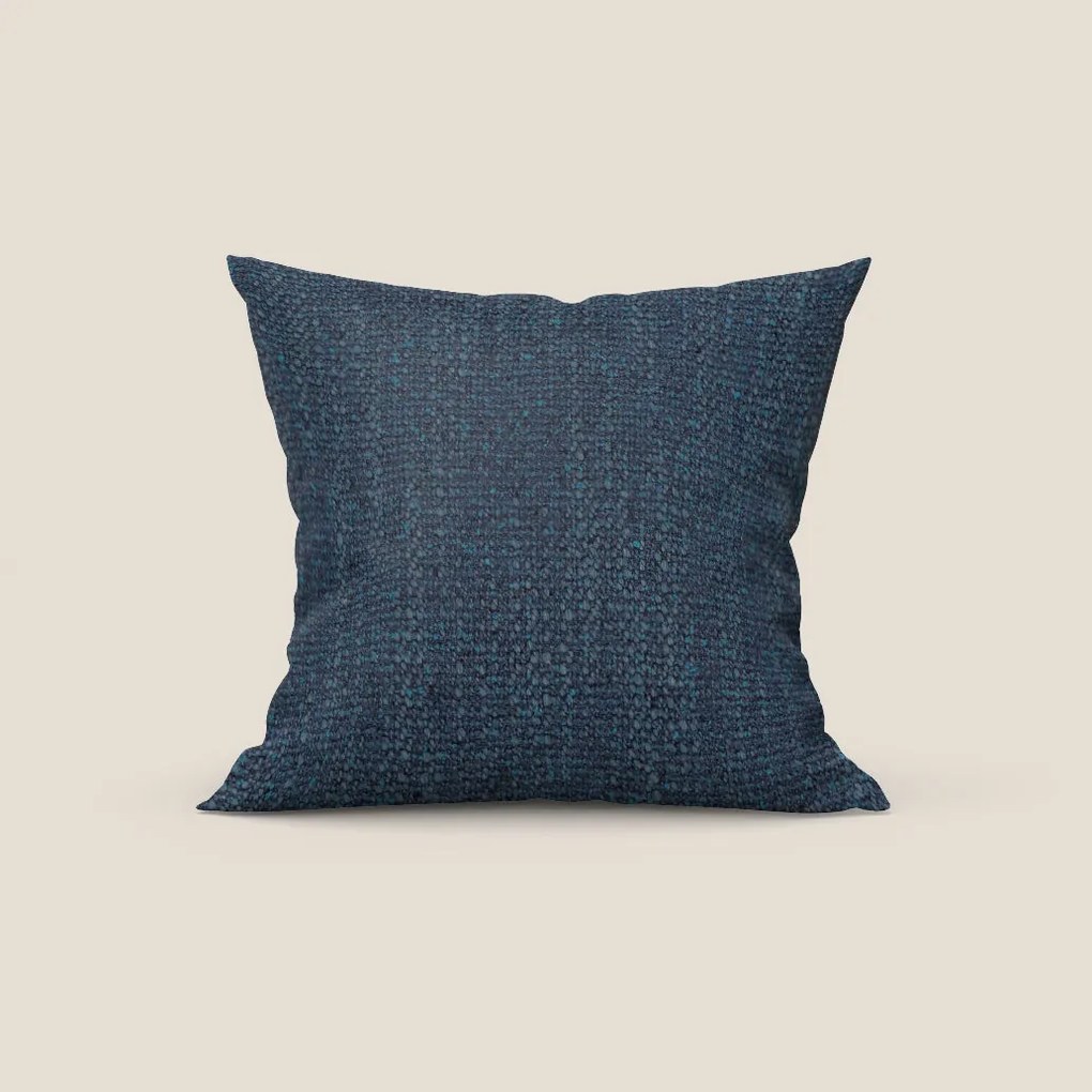 Levante cuscino disponibile in diversi colori in pregiato bouclé riciclato fresco dalla trama melangiata smacchiabile T16 blu